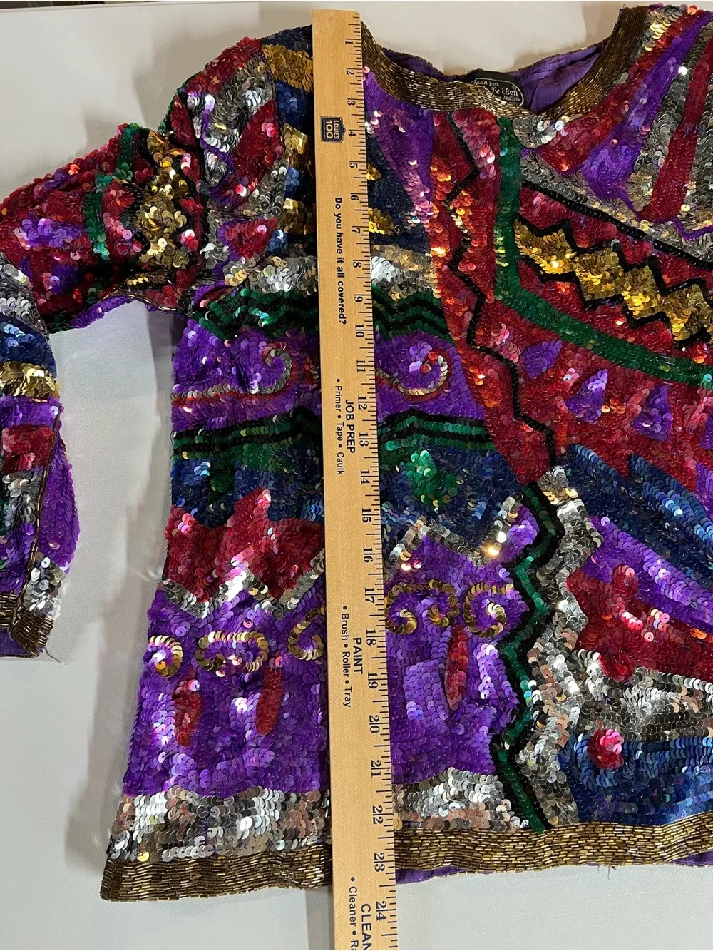 Vtg 80s Jean for Joseph le Bon 100% Silk Sequin Jazzy Blouse Womens Medium
